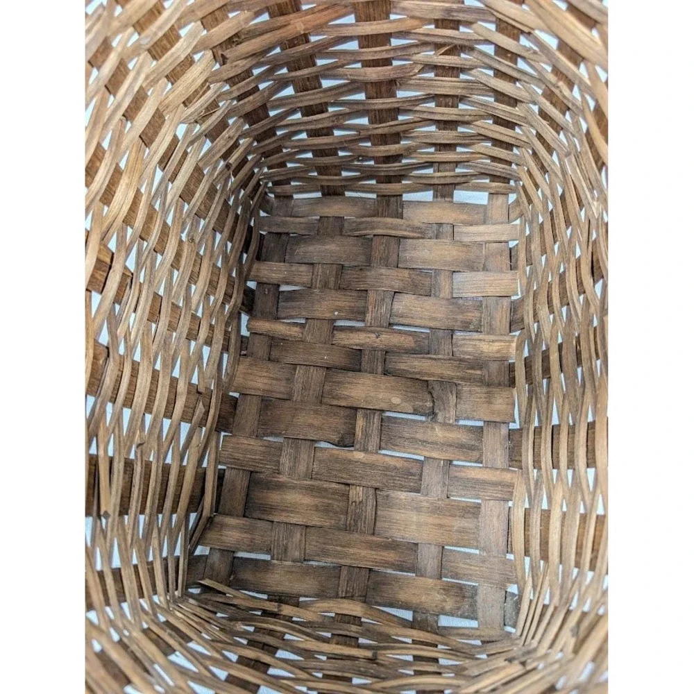 Antique Splint Oak Wood Basket 15.5